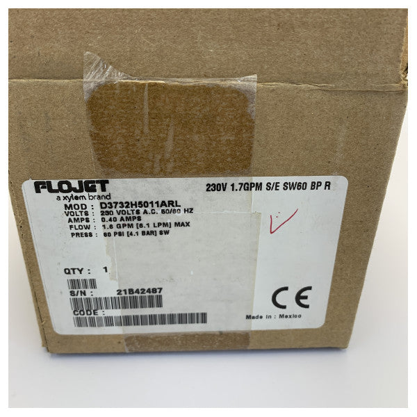 Flojet MPU 230V E/S 2C SW60 Fresh Water Pump 6.1L/m 60 Psi  - D3732H5011ARL 