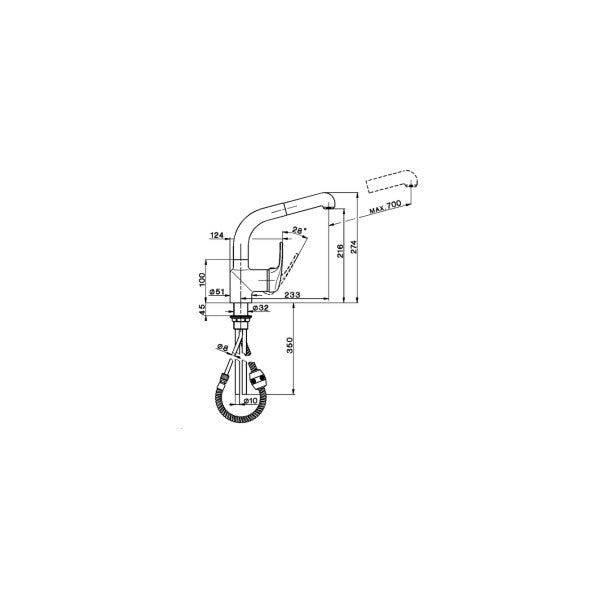 Miscelatore per cucina Cisal EU00157021 con spruzzatore estraibile.