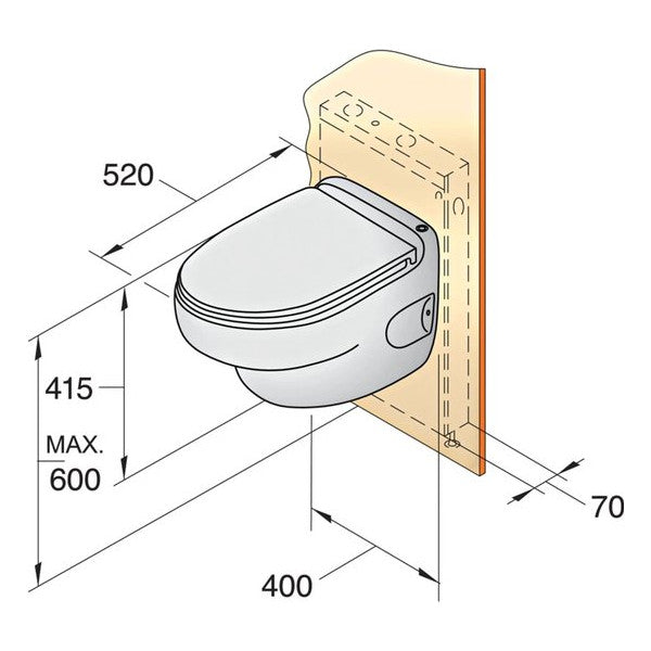 Vetus HATO WC électrique suspendu 24V - HATO24C 