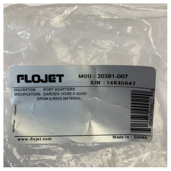 Flojet 20381-007 komplet priključaka za port - utisni i priključak za vrtno crijevo - EPDM (2 dijela) 