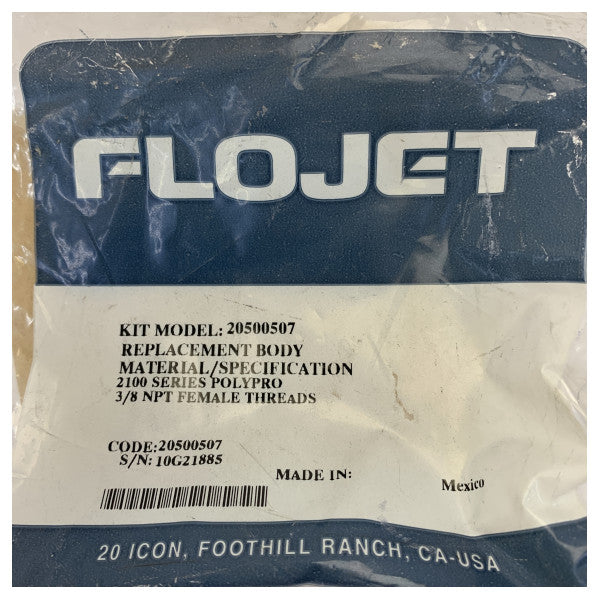 Flojet 20500-507 Poly Pump Body Kit - Replacement Pump Housing 