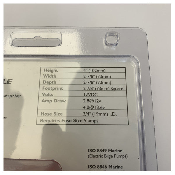 Rule 800 GPH nedsenkbar maritim lensepumpe 12V - 20F Square-serien 