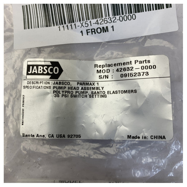 Jabsco 42632-0000 Par-Max 1 Pump Head Assembly Kit 