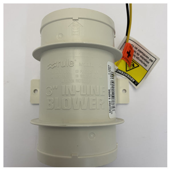 Rule 140M In-Line Marine Blower 3-Inch 12V Bilge Ventilation Fan