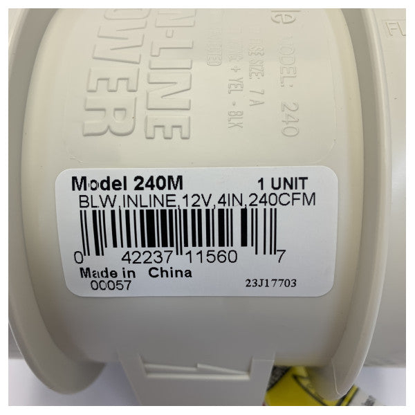 Rule 240M Ventilador marino en línea de 4 pulgadas y 12 V para ventilación 