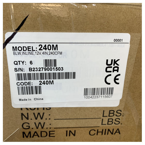 Rule 240M Ventilador marino en línea de 4 pulgadas y 12 V para ventilación 