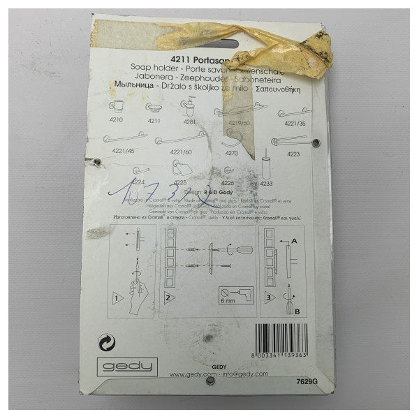 Vermont Gedy 4211 Soconte de savon Design élégant avec finition chromée