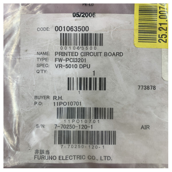 Furuno VR-5010 VDR PCB FW-PCI3201 ploča za pomorsku elektroniku 