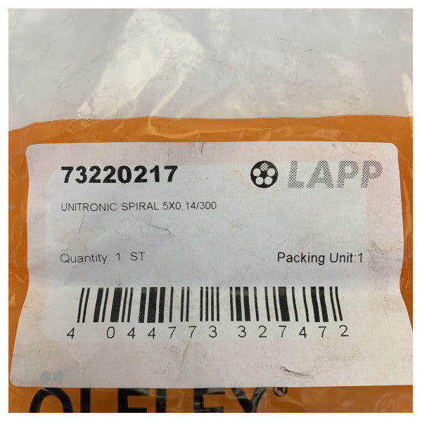 Lapp UNITRONIC SPIRAL 5x0.14mm² PUR kierretty sähkökaapeli 73220217 - musta 250V 