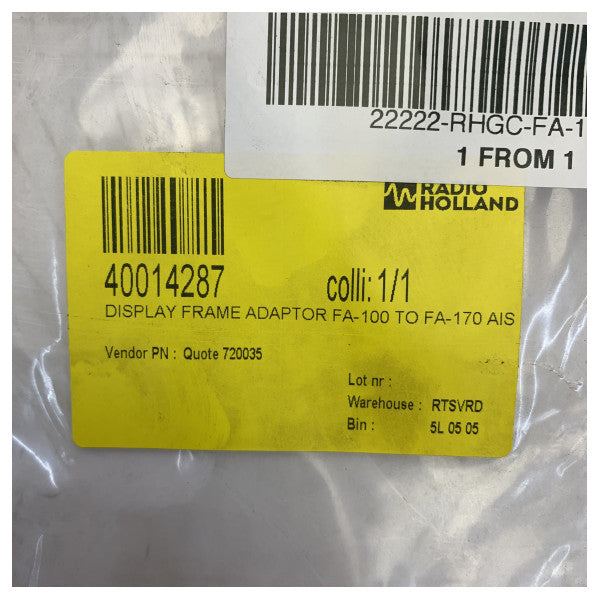 Placa adaptadora Eekels Display Frame para Furuno FA-100 a FA-170 AIS 