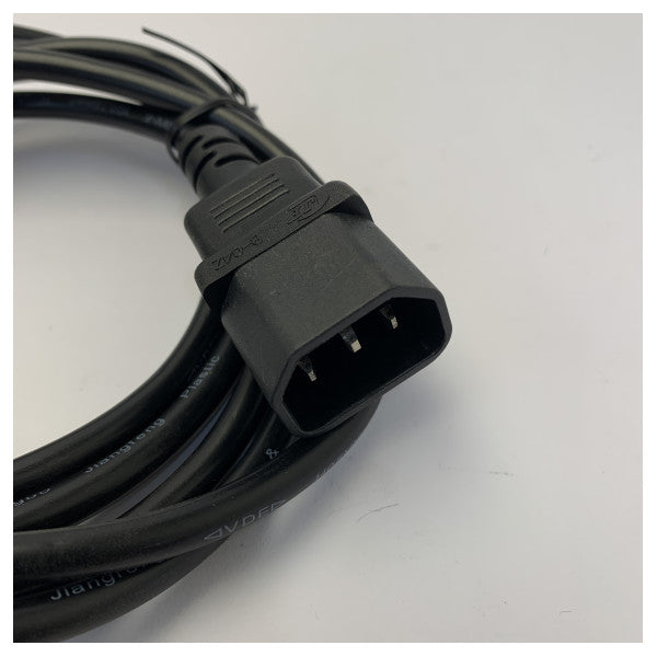 Strømkabel H05VV-F C14 til C15 - 3x0,75 mm² 250V/6A - 2 m forlængerledning 