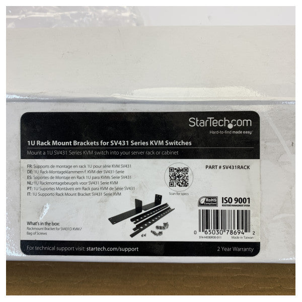 StarTech SV431RACK 1U Rack Mount Bracket for SV431 Series KVM Switch 