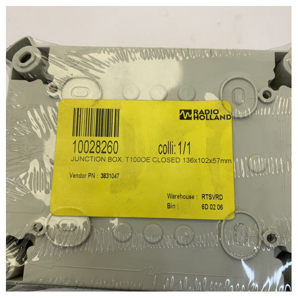 Розподільна коробка OBO Bettermann T 100 OE 151x117x67 мм, світло-сіра, для електричних кабелів 