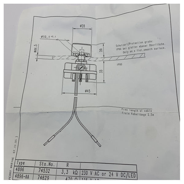 074532-1 Elektrisk komponentkit 200 Ohm 200R Marineinstallation 