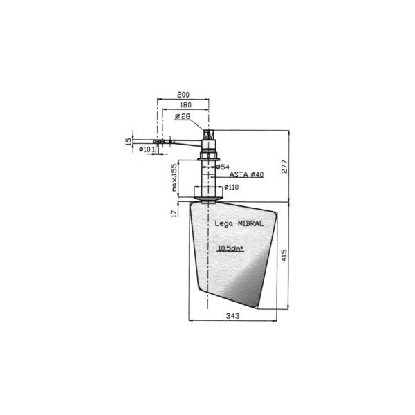 Radice Bronze Rudder Type 14/10P 8-12 metrin veneille - 469014 