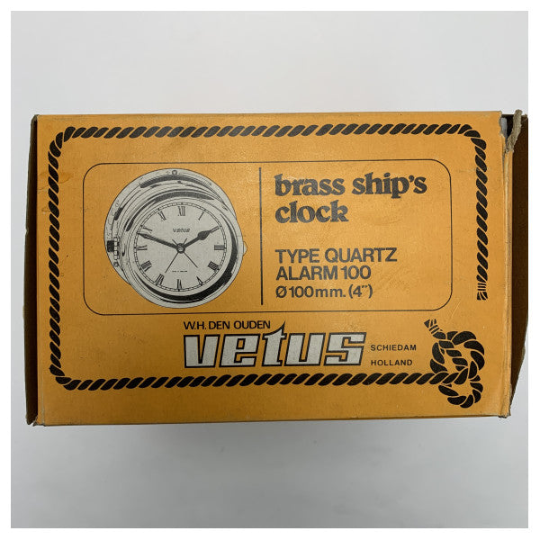 Vetus Quartz Marine Ship Clock 100mm Brass Nautical - QUARTZ100