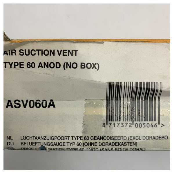 فتحة سحب الهواء من الألمنيوم المؤكسد Vetus ASV060A مع فتحات 60 سم 
