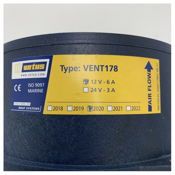 Vetus VENT178 Marine Sauglüfter Blau 12V 12.3M3/m 