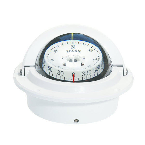 Ritchie Voyager Flush Mount Dual Dial White Compass 12/24V - F83W