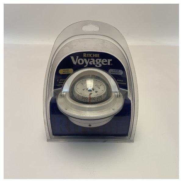 Ritchie Voyager Flush Mount Dual Dial White Compass 12/24V - F83W