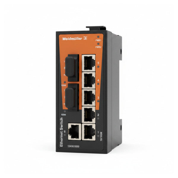 Weidmüller IE-SW-BL08T-6TX-2SC Unmanaged Network Switch | 6 Ports 2x SC | DIN Rail 