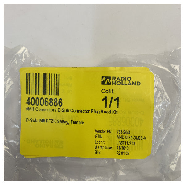MH Connectors MHDTZK 9-Way Female D-Sub Connector Kit Zinc Backshell Hood