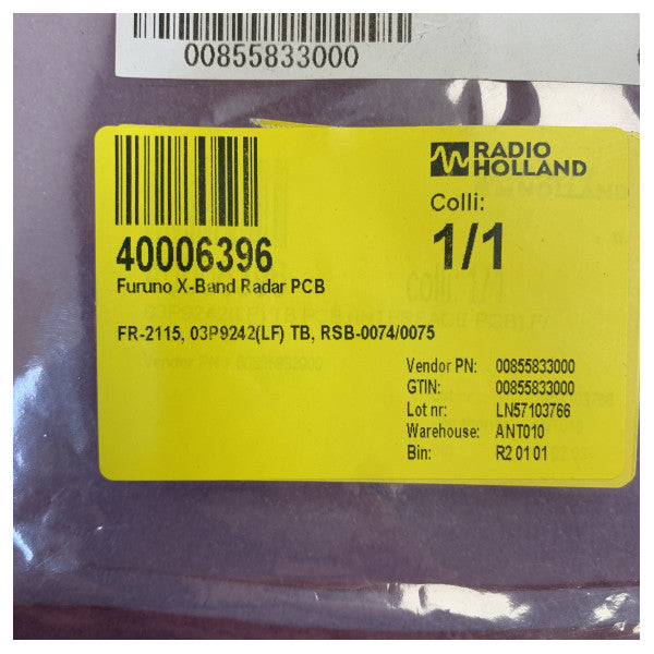Furuno X-bånd Radar PCB 03P9242(LF) TB til FR-2115 RSB-0074/0075 marineradar 