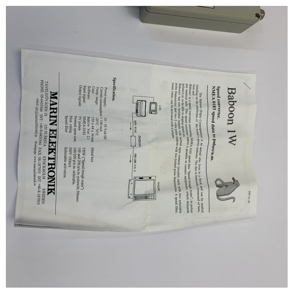Marin Elektronik Sweden BABOON 1W NMEA0183 Speed Through Water Converter 12/24V