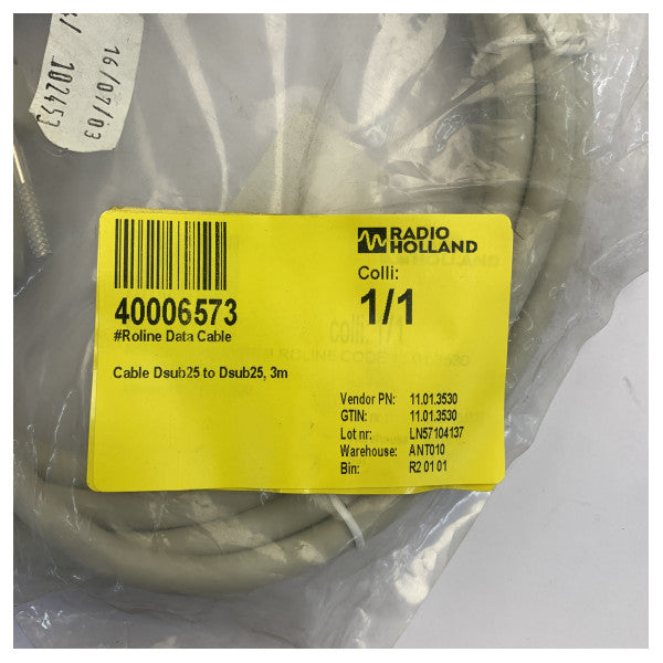 Roline Cable de datos serie RS232 D-Sub de 25 pines macho a macho de 3 m - DB25 M/M 