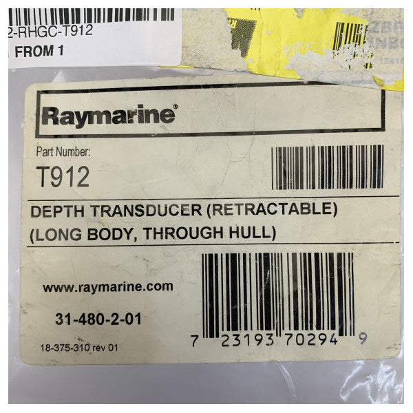 Raymarine Depth Transducer T912 Long Body Thru-Hull Retractable