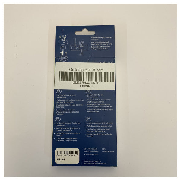 Scanstrut DS-H6 Orizzontali Waterproof Cable Seal għal Marine Electronics 2-6mm 