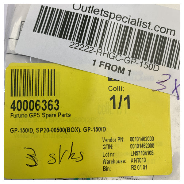 Furuno GP-150/D GPS reservedeler 2A sikringsett SP20-00500 3 deler 