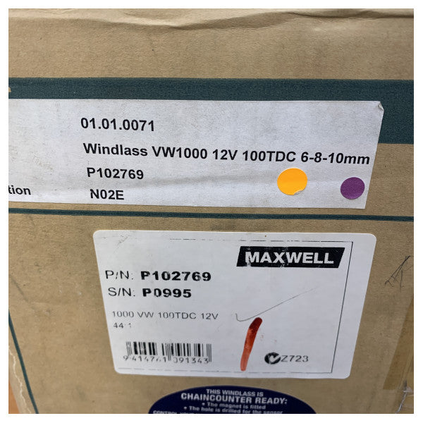 Maxwell P102769 лебідка для якоря 1000VW 100TDC з шківом+барабаном 12V 1000W 