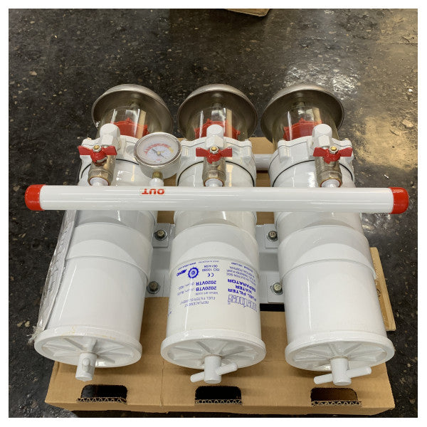 VETUS vannseparator/drivstoffilter 3 i linje 30-mikron, maks 24 l/min 