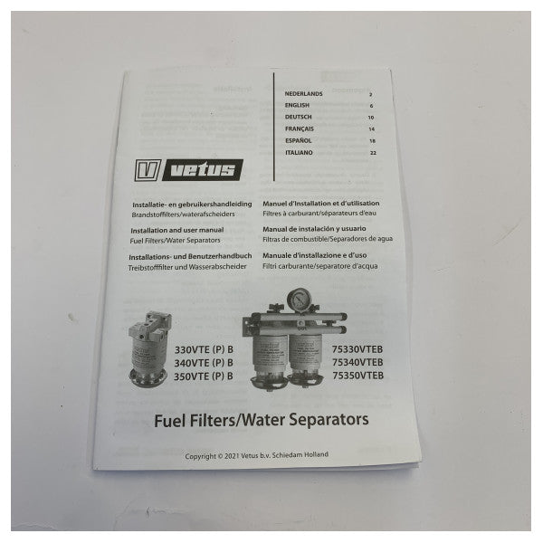 Vetus 75330VTEB Doppel-Kraftstofffilter mit Wasserabscheider 360 l/h 