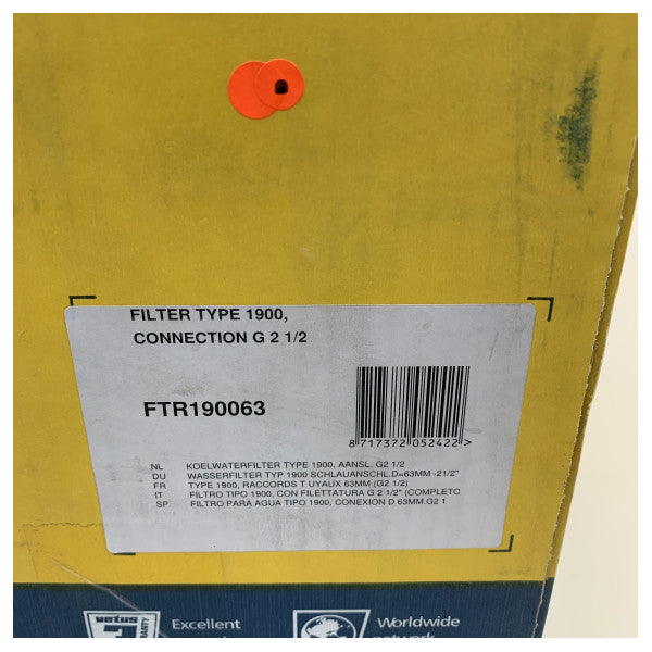 VETUS Kühlmittelfilter Typ 1900 Ø 63 mm FTR190063 