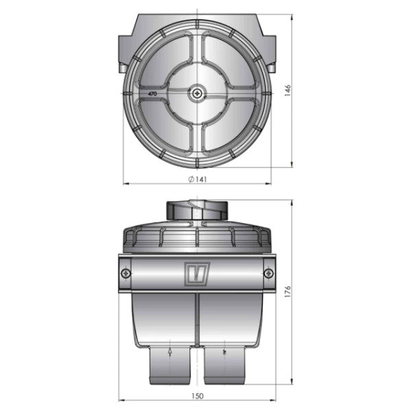 Vetus FTR470/13 Filtru tal-likwidu li jkessaħ tip 470 għal pajp ta’ 12.7mm 23LPM 