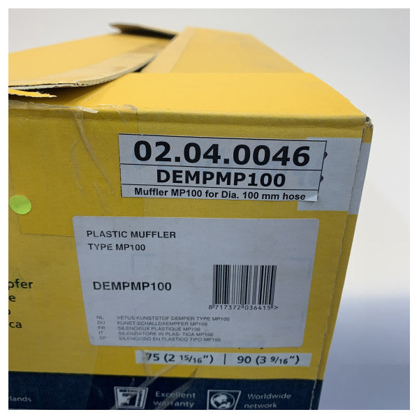 Vetus DEMPMP100 Silencer għal 102mm Exhaust hose 580x168mm 
