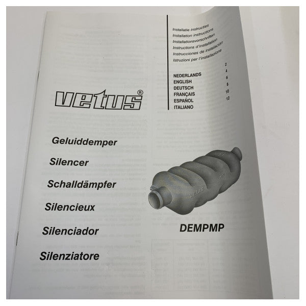 Vetus DEMPMP90 Silencer għal 90mm Exhaust Hose 456x130mm 