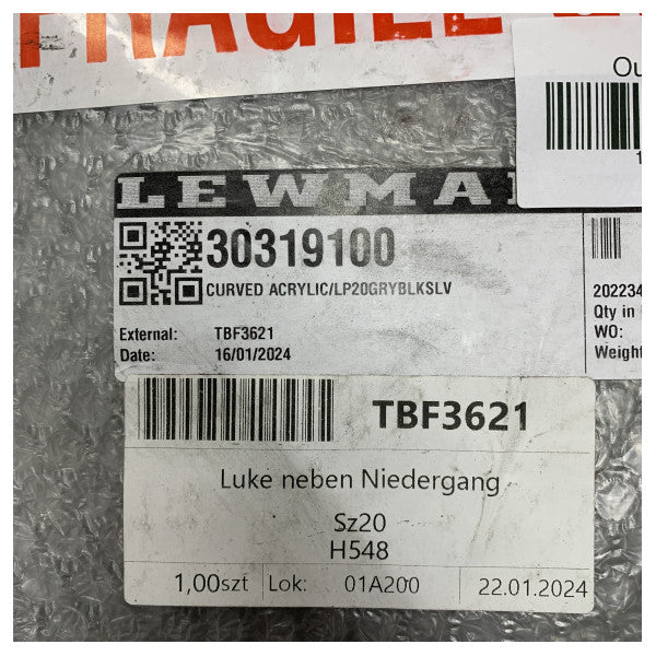 Lewmar 30319100 Böjd marin öppningsbar däckslucka LP20 