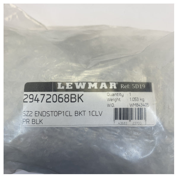 Lewmar Size 2 Finecorsa 1 Staffa di controllo con galloccia - Coppia Nera - 29472068BK 