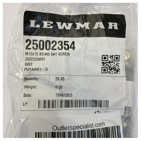 Lewmar 25002354 M12x15 Juego de 2 tornillos de cabeza de botón con hexágono interior 