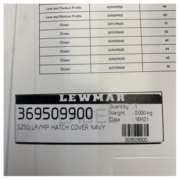 Lewmar størrelse 50 lukkedeksel navy for lav- og mellomprofil-luker - 369509900 
