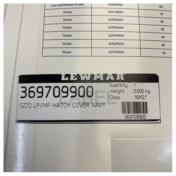 Lewmar 369709900 Size 70 Low Profile Medium Profile Hatch Cover Navy 