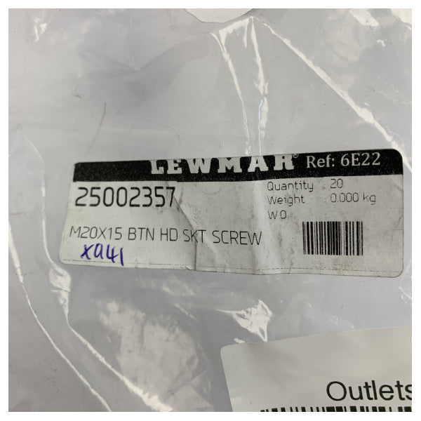 Lewmar 25002357 M20 x 15mm Button Head Socket Screw 
