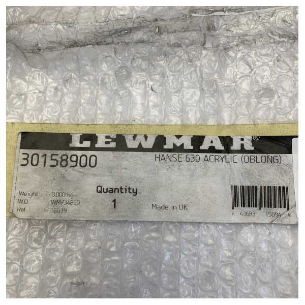 Lewmar Hanse 630 udskiftningsakryl-rude til luge - aflang - 30158900 