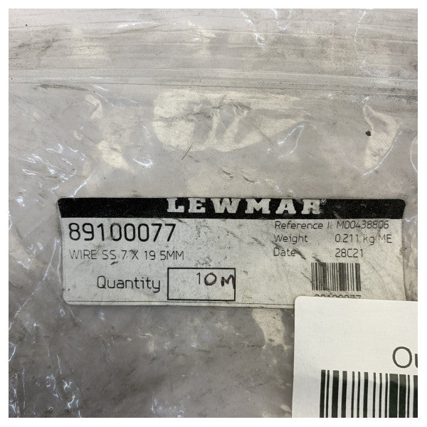 Lewmar 89100077 Cavo in acciaio inox da 5 mm 7x19 