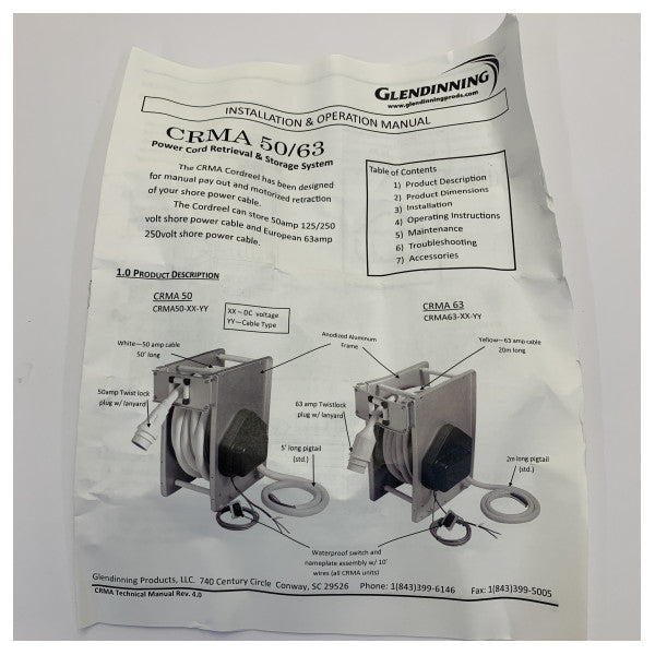 Glendinning CRMA50-12V Master de Cabo de Alimentação de Costa Marinho - 15m 6/3 USA Molded Cabl 