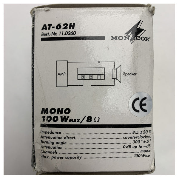Potenziometro di volume Monacor Mono 8 Ohm 100W - AT-62H