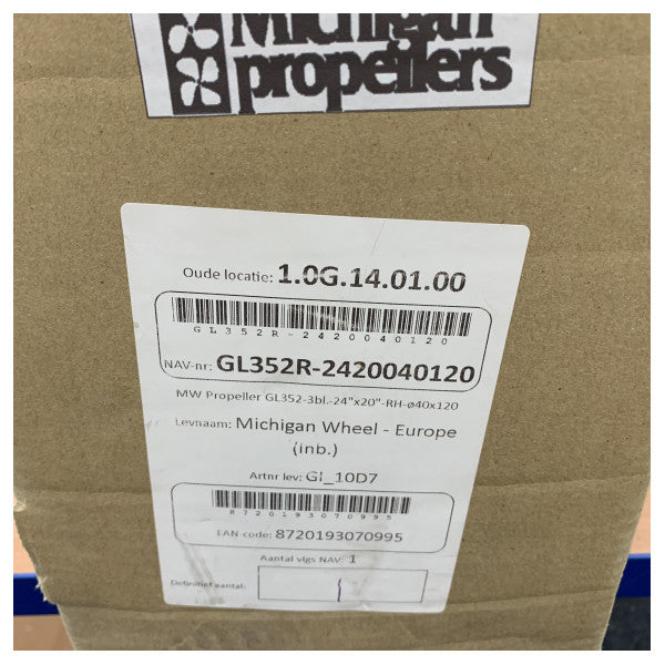 Michigan Propellers 3-bladet messingpropel GL352 24x20 RH 40 - 668390 
